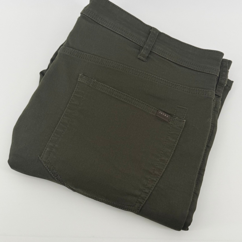 Jachs New York Mens Slim Fit Stretch Pants Olive Green 5-Pocket Trousers 38x34